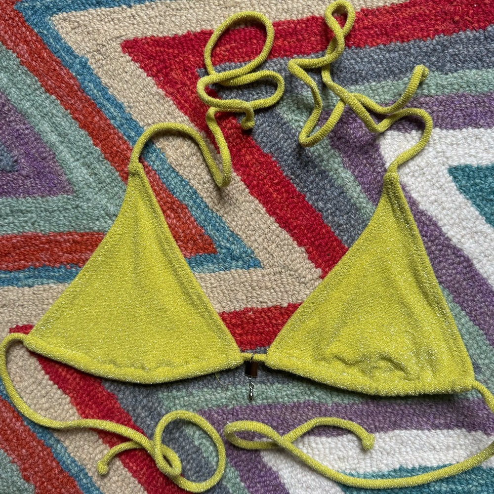 PacSun Swim metallic shimmer lurex green Bikini Top NEVER WORN, new without tags